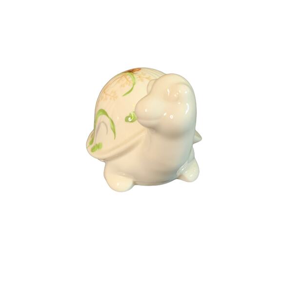 Vintage turtle Porcelain figurine cream green tortoise Animal Floral Flowers - Picture 5 of 9